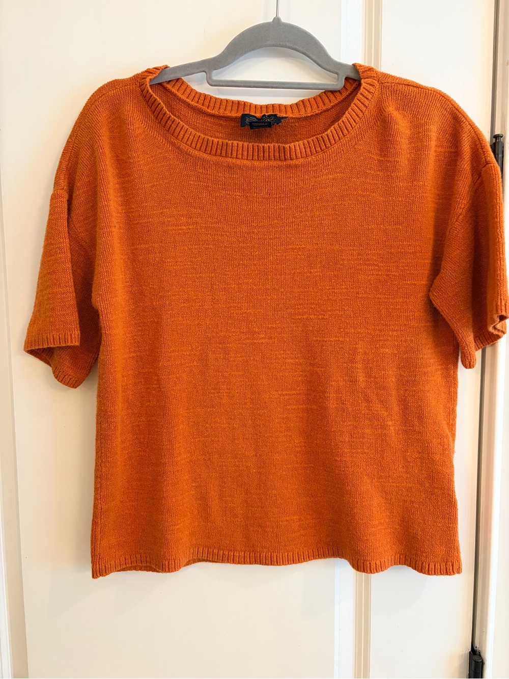 Pendleton Orange Knit Sweater Short Sleeve Crewneck Size L